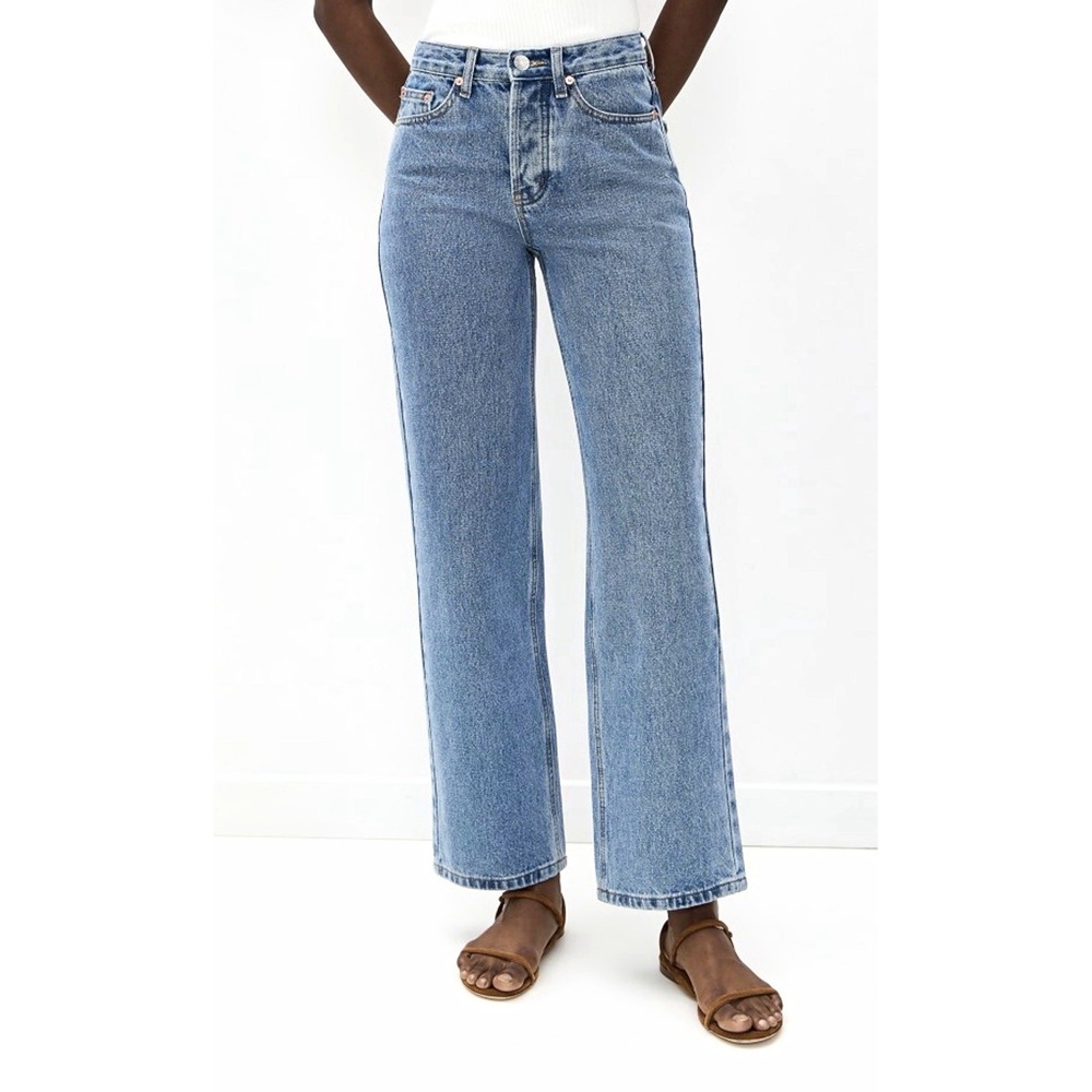 AYR Women's Blue Denim Jeans High Rise Straight Leg Medium Wash 5-Pocket 27 Long